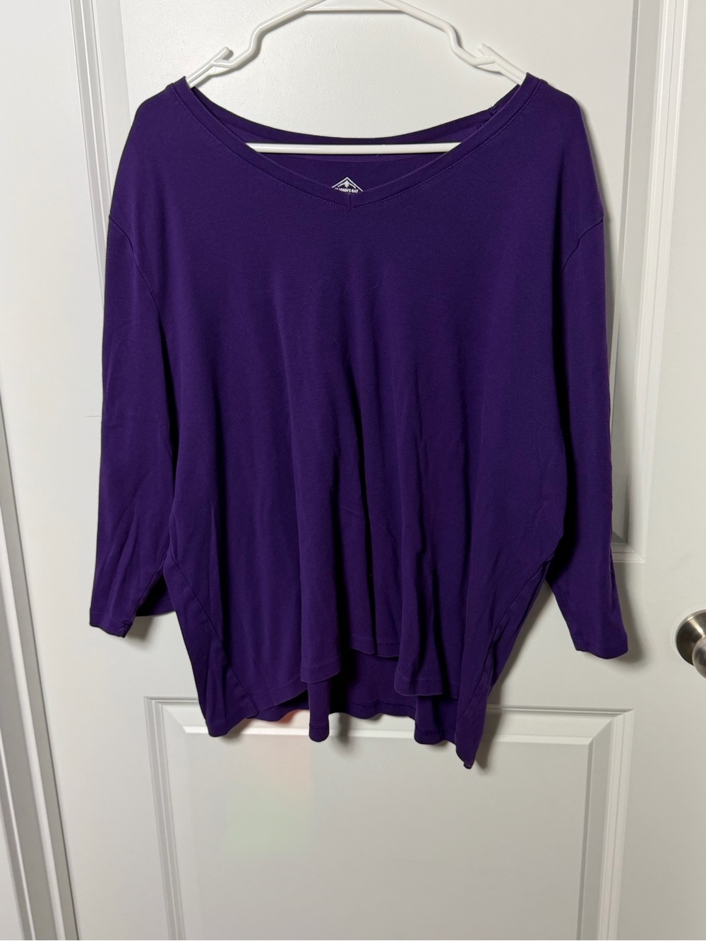 St. John’s Bay Purple V-Neck Long Sleeve Top Women’s 3X 100% Cotton